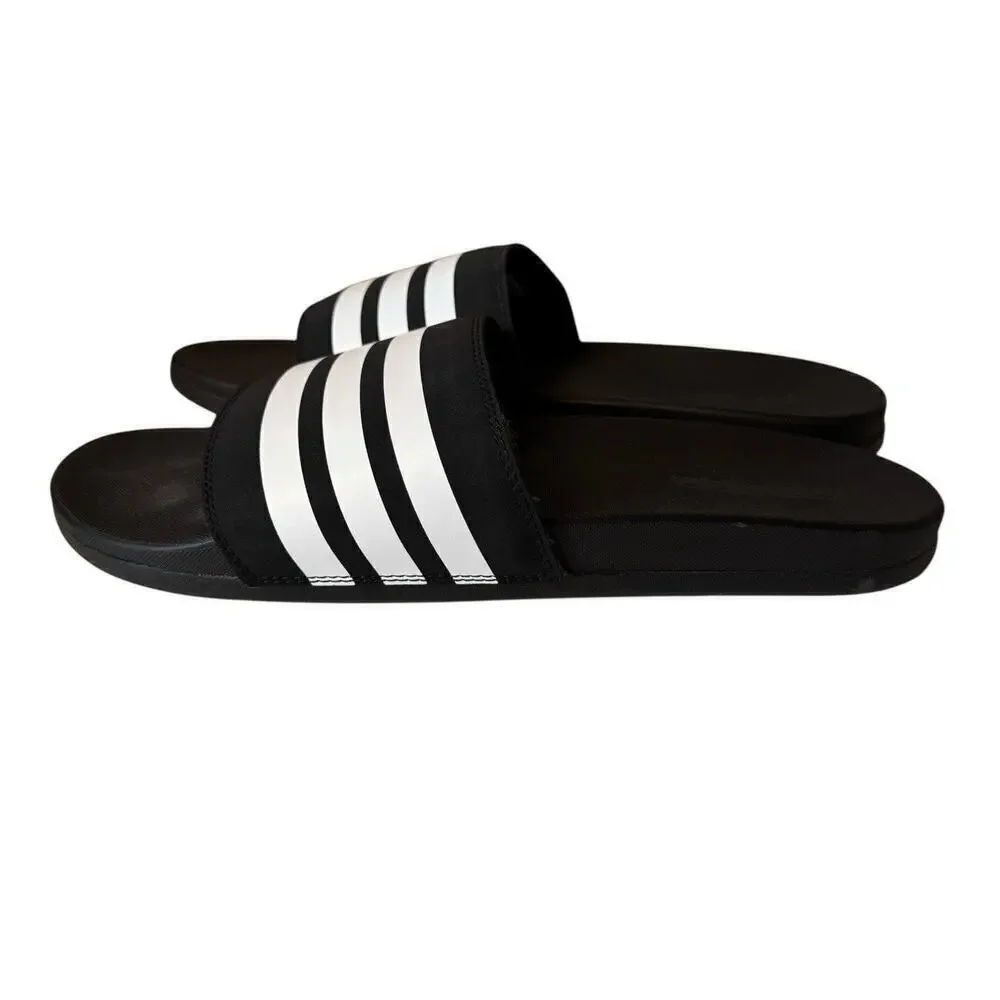 Adidas NEW Adilette Black & White Comfort Slides Sandals Men Size 12